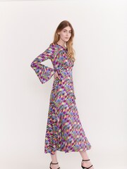 Olivia Rubin Red Aline Satin Midi Dress with Keyhole Bust Detail - Image 5 of 6