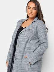 Yours Curve Blue Luxury Button Pocket Jacket - Image 4 of 4