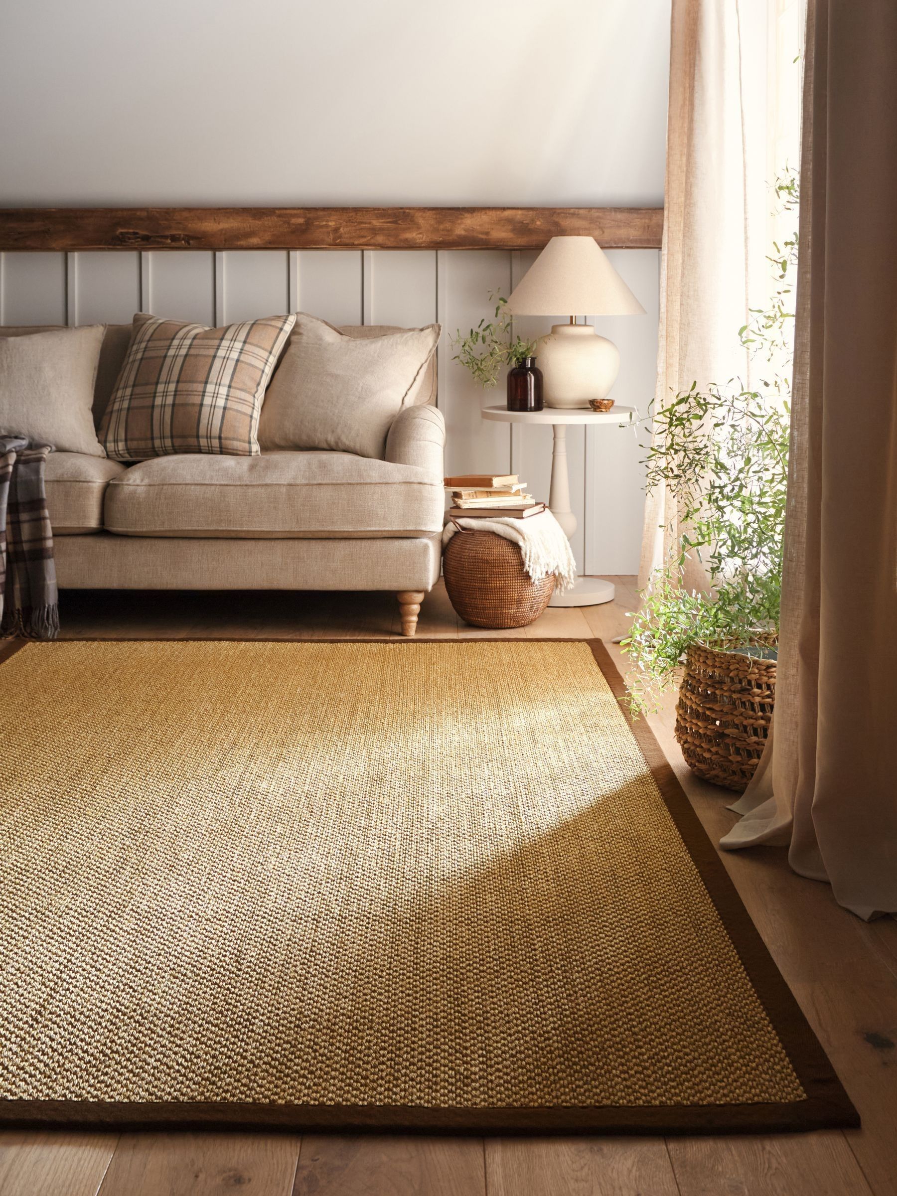 Buy Origin Rug Collection. Warm Natural Dark Brown Border Sisal Rug ...