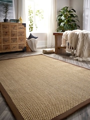 Origin Rug Collection. Warm Natural Dark Brown Border Sisal Rug - Image 1 of 2