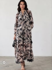Religion White Eva Tiered Maxi Dress With Lace Insert And Tie Waist - Image 2 of 8