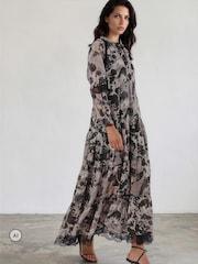 Religion White Eva Tiered Maxi Dress With Lace Insert And Tie Waist - Image 4 of 8