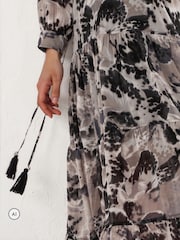 Religion White Eva Tiered Maxi Dress With Lace Insert And Tie Waist - Image 7 of 8