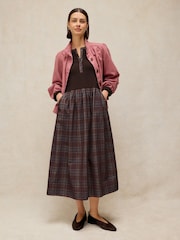 White Stuff Brown Dakota Jersey Mix Dress - Image 4 of 6