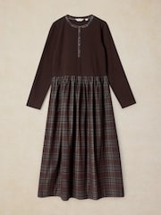 White Stuff Brown Dakota Jersey Mix Dress - Image 5 of 6