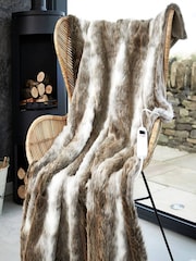Lakeland Mink Brown Faux Fur Heated Throw - Image 1 of 4