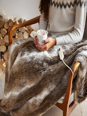 Lakeland Mink Brown Faux Fur Heated Throw - Image 2 of 4