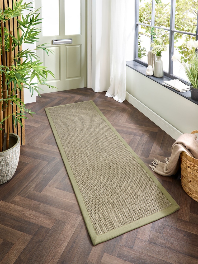 Origin Rug Collection. Sage Green Border Sisal Runner - Image 1 of 2