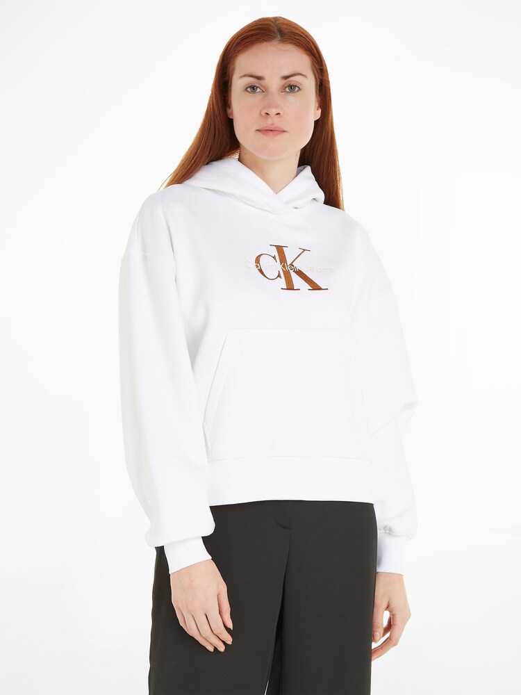 Calvin Klein Jeans Premium-Kapuzensweatshirt mit Monologo, Weiß - Bild 1 von 6