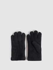 Reiss Black Aragon Suede Shearling Gloves - Image 1 of 3