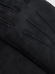 Reiss Black Aragon Suede Shearling Gloves - Image 3 of 3