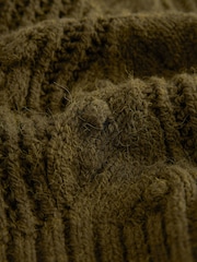 Khaki Green Crochet Open Stitch Roll Neck Jumper - Image 7 of 7