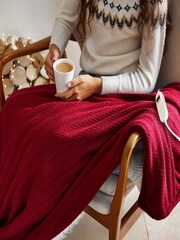 Lakeland Red Knitted Heated Throw - Image 1 of 4