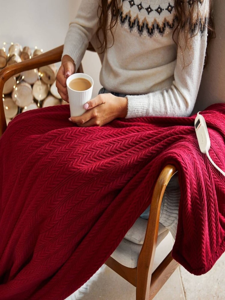 Lakeland Red Knitted Heated Throw - Image 1 of 4