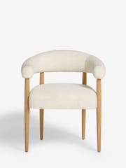 Set of 2 Casual Boucle Oyster Aire Light Wood Leg Dining Chairs - Image 2 of 7