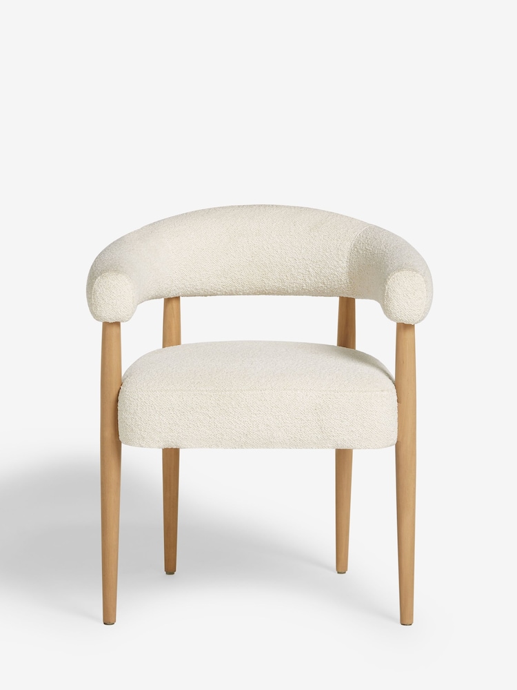 Set of 2 Casual Boucle Oyster Aire Light Wood Leg Dining Chairs - Image 2 of 7