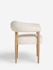 Set of 2 Casual Boucle Oyster Aire Light Wood Leg Dining Chairs - Image 4 of 7