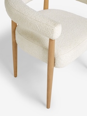 Set of 2 Casual Boucle Oyster Aire Light Wood Leg Dining Chairs - Image 6 of 7