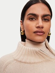 Jigsaw Gold Plated Chunky Dome Earrings - Image 3 of 4