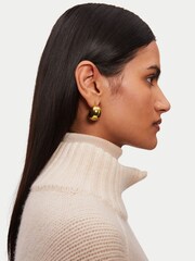 Jigsaw Gold Plated Chunky Dome Earrings - Image 4 of 4