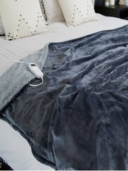 Lakeland Charcoal Grey Sherpa XL Heated Throw - Image 1 of 4