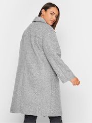 Yours Curve Grey Boucle Biker Coat - Image 2 of 4
