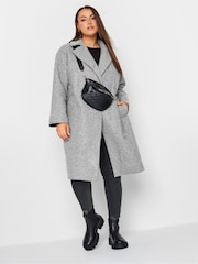 Yours Curve Grey Boucle Biker Coat - Image 3 of 4