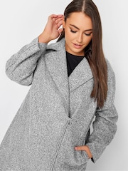 Yours Curve Grey Boucle Biker Coat - Image 4 of 4