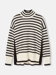 Joules Tandie Black/Cream Striped High Neck Jumper - Image 7 of 7