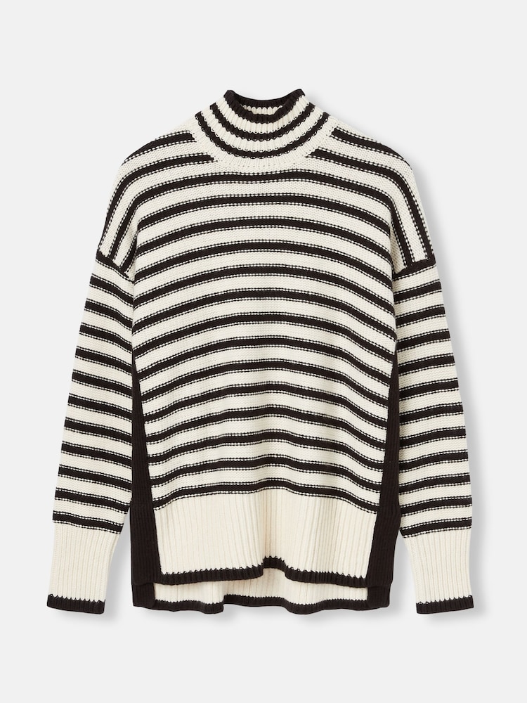 Joules Tandie Black/Cream Striped High Neck Jumper - Image 7 of 7