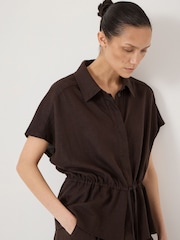 Hush Brown Mirai Linen Short Sleeve Shirt - Image 4 of 5