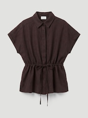 Hush Brown Mirai Linen Short Sleeve Shirt - Image 5 of 5