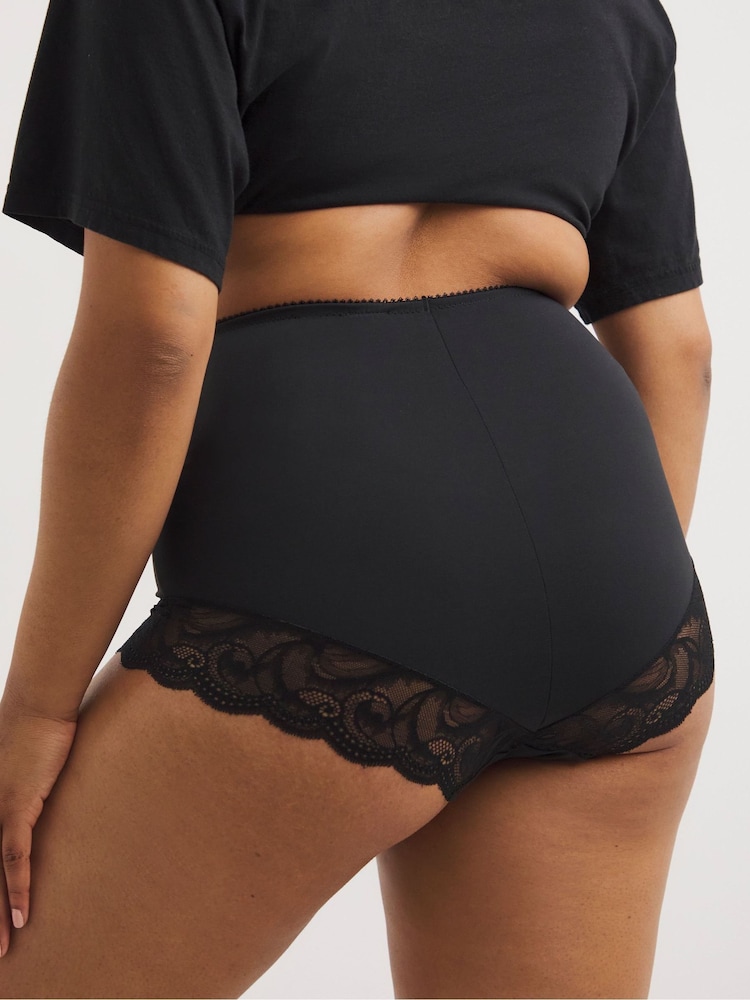 Simply Be Black Magisculpt Shape And Sculpt Firm Control High Waisted Lace Briefs 2 Pack - Image 2 of 4