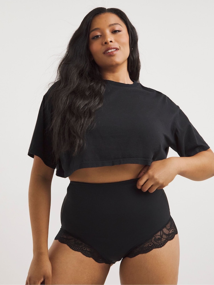 Simply Be Black Magisculpt Shape And Sculpt Firm Control High Waisted Lace Briefs 2 Pack - Image 4 of 4
