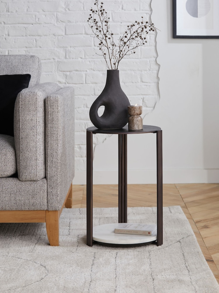 Black Metal and Marble Side Table - Image 2 of 5