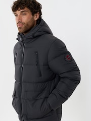 Сірий - Threadbare Showerproof Padded Double Zip Coat - Image 5 of 5