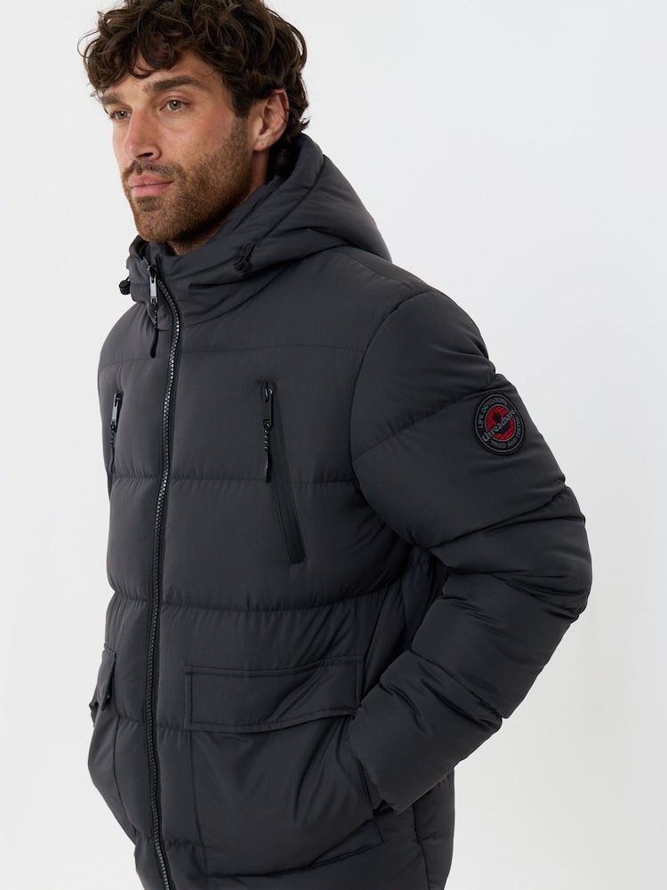 Сірий - Threadbare Showerproof Padded Double Zip Coat - Image 5 of 5