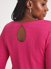 Simply Be Pink Long Sleeve Textured Midi Dress - Image 4 of 4