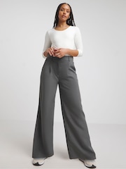 Simply Be Grey Wide Leg Tailored Trousers - Image 3 of 4