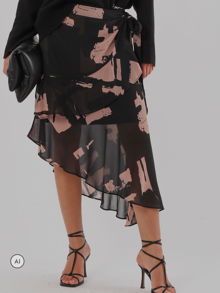 Religion Black Stage Midi Wrap Assymetric Skirt - Image 2 of 8 Religion Black Stage Midi Wrap Assymetric Skirt - Image 2 of 8