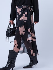 Religion Black Stage Midi Wrap Assymetric Skirt - Image 3 of 8