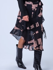 Religion Black Stage Midi Wrap Assymetric Skirt - Image 4 of 8