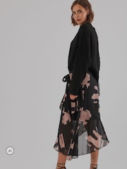 Religion Black Stage Midi Wrap Assymetric Skirt - Image 7 of 8