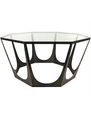 Libra Interiors Bronze Catalan Bronze Gilded Glass Top Round Coffee Table - Image 2 of 3