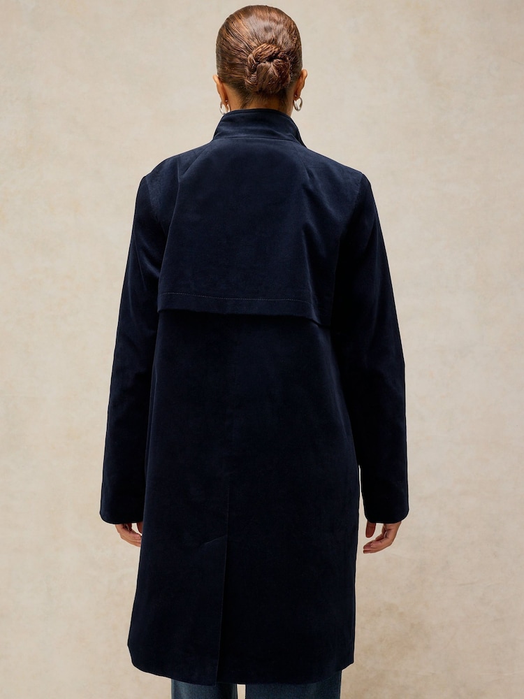 White Stuff Blue Kaia Velvet Coat - Image 2 of 6