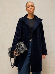 White Stuff Blue Kaia Velvet Coat - Image 3 of 6