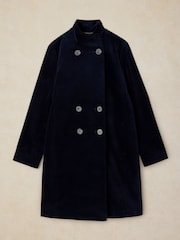 White Stuff Blue Kaia Velvet Coat - Image 5 of 6