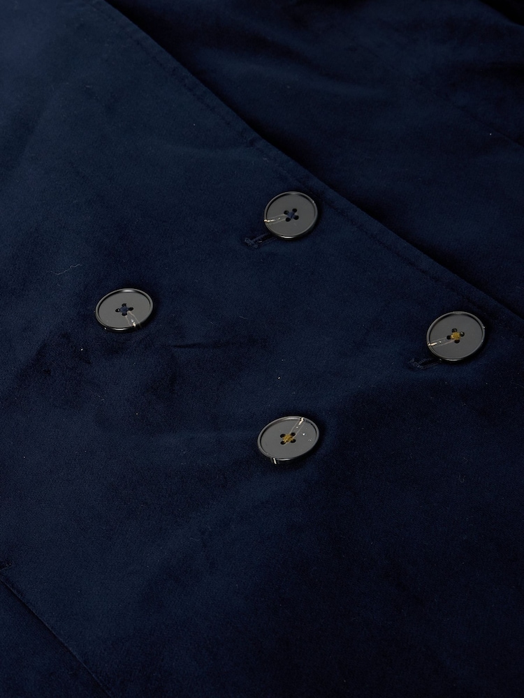 White Stuff Blue Kaia Velvet Coat - Image 6 of 6