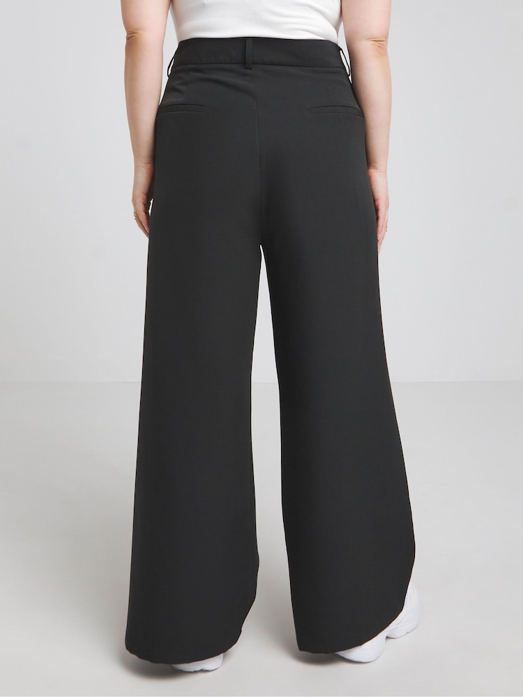Simply Be Black Wide Leg Tailored Trousers - Image 2 of 4 Simply Be Black Wide Leg Tailored Trousers - Image 2 of 4