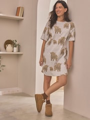 Grey Hamish the Highland Cow Cotton Nightie - Image 1 of 6
